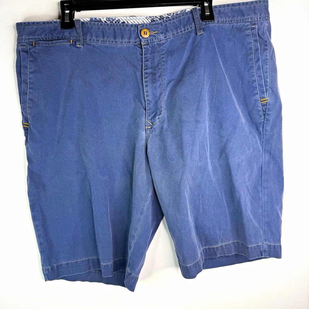 Tommy Bahama Blue Men's Chino Shorts Cotton Twill Flat Front Zip Pockets Logo 40